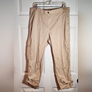 Chico's Tan Lightweight Crop Pants Roll Cuff Snap Closure Size 16 Chicos 3